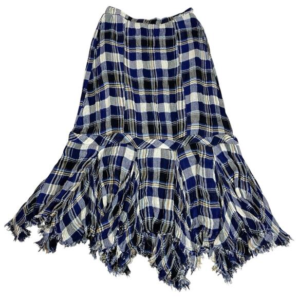 Free People FP One Bordeaux Plaid Maxi Skirt Size Large Bohemian Grunge Punk - Picture 8 of 16